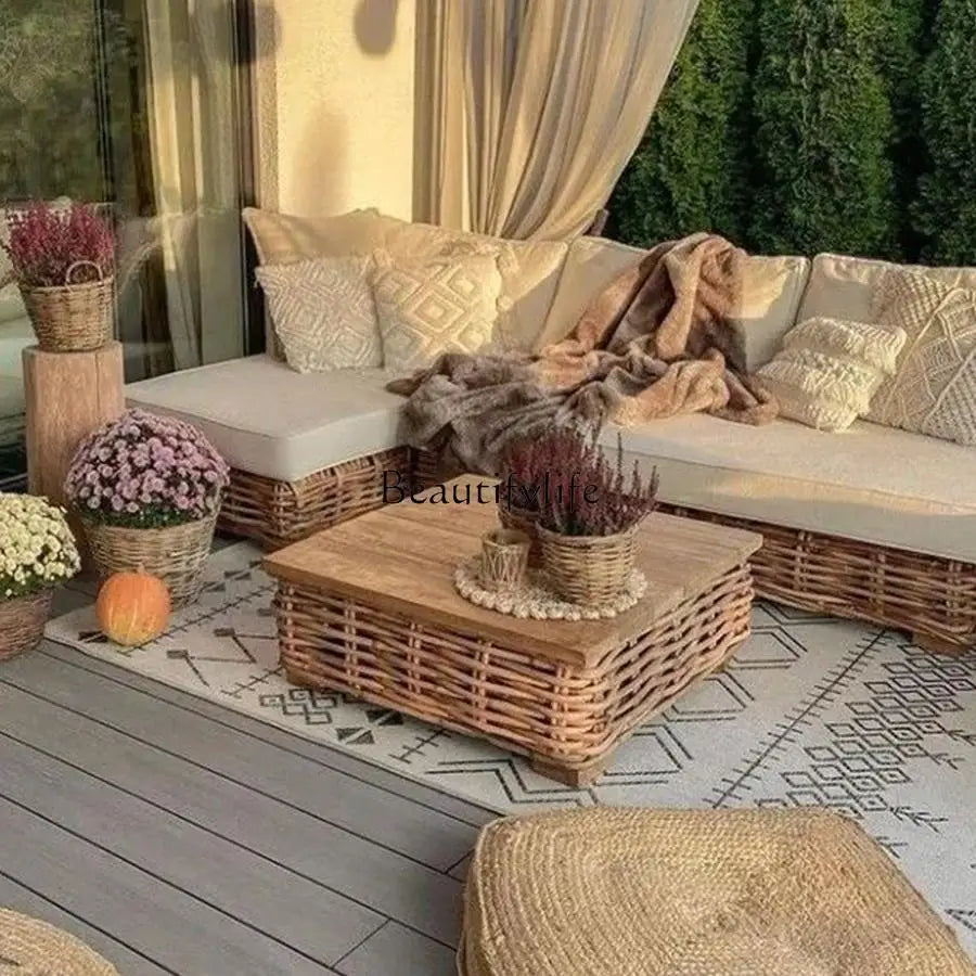Outdoor rattan sofa courtyard South East Asia style bed and breakfast terrace garden balcony leisure