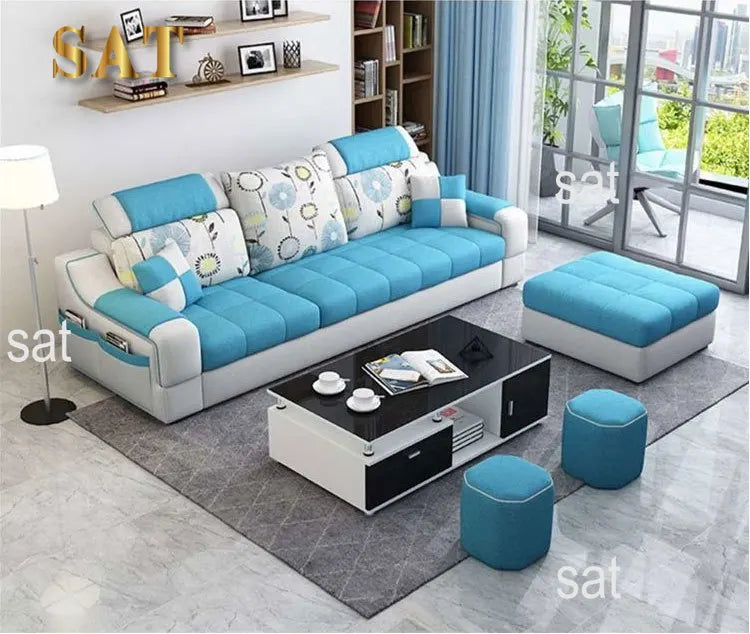 American Style Chaise Couch L Shaped Modular Living Room Synthetic Leather Sofa