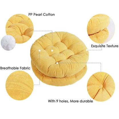 Round Large Floor Seat Pillows Gray Tufted Corduroy Cushions for Outdoor Yoga Tatami Chair Pad Casual Seating Reading Cushion 방석