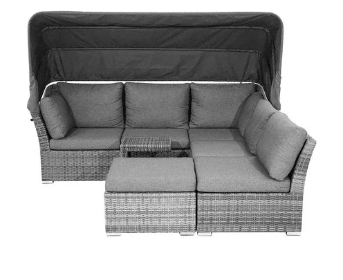 Lying bed, covered courtyard, high-end villa, outdoor rattan woven sofa bed, terrace, outdoor rattan chair