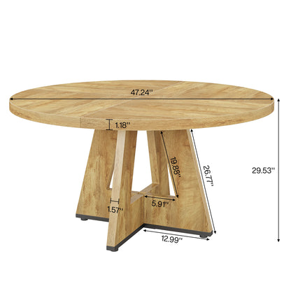 Tribesigns Round Dining Table for 4, 47 Inch Farmhouse Kitchen Table Small Dinner Table Kitchen Dinning Table for Dining Room