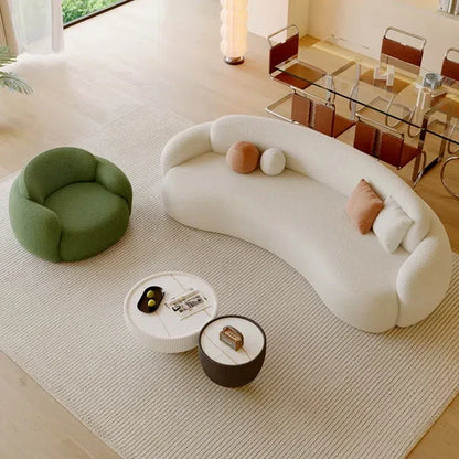 Curved Living Room Sofas Designer Beauty Salon Sofa Clothing Store Rest Area Reception Sofa Cream Style Living Room Furniture GL