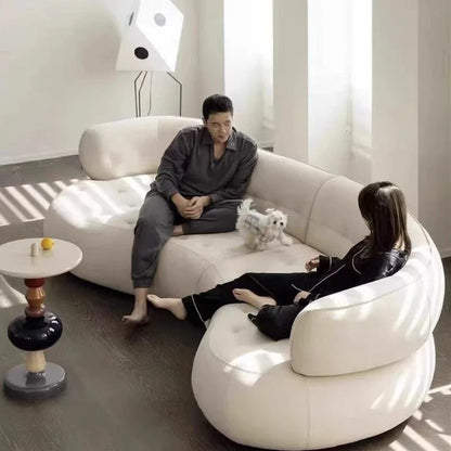 Wabi Sand Cream Wind Sofa Living Room Hotel Villa Light Luxury Special-shaped Corner Technology Cloth Sofa