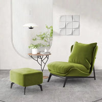 Modern Soft Upholstered Metal Leisure Armchair Curved Velvet Wing Chair Hotel Living Room Bed Room Chair