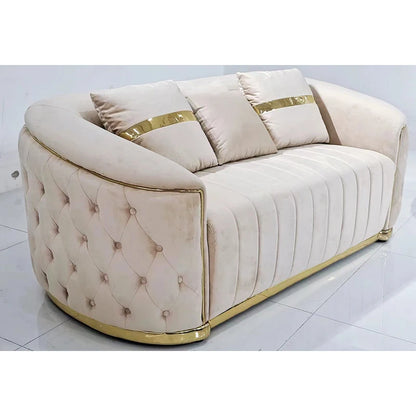 Modern Living Room Furniture Luxury Metal Frame 3 2 1 Seater Sectional White Velvet Fabric Sofa Set