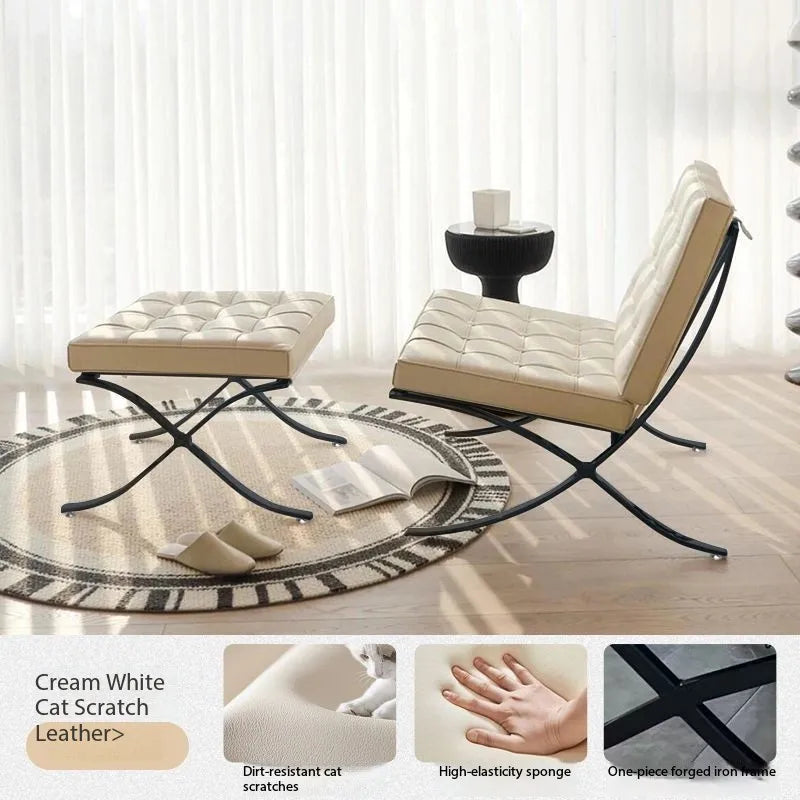 Light luxury small sofa chair Barcelona chair single living room bedroom designer lazy leisure sofa recliner
