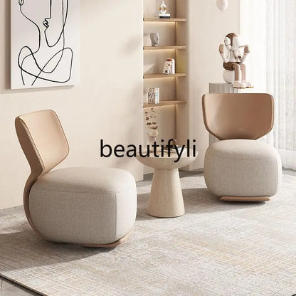 Log sofa chair Nordic living room single chair Fabric low stool Balcony casual back chair