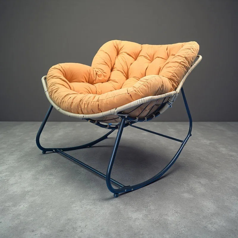 PE Rattan Weave Rocking Chair Lie Down or Sleep Lunch Break Chair Living Room Balcony Chaise Longue Adult Kid Recliner Lazy Sofa