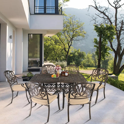 Cast Aluminum Patio Dining Chairs Set of 2 with Cushion Metal Armchairs for Poolside Backyard Balcony, Customized