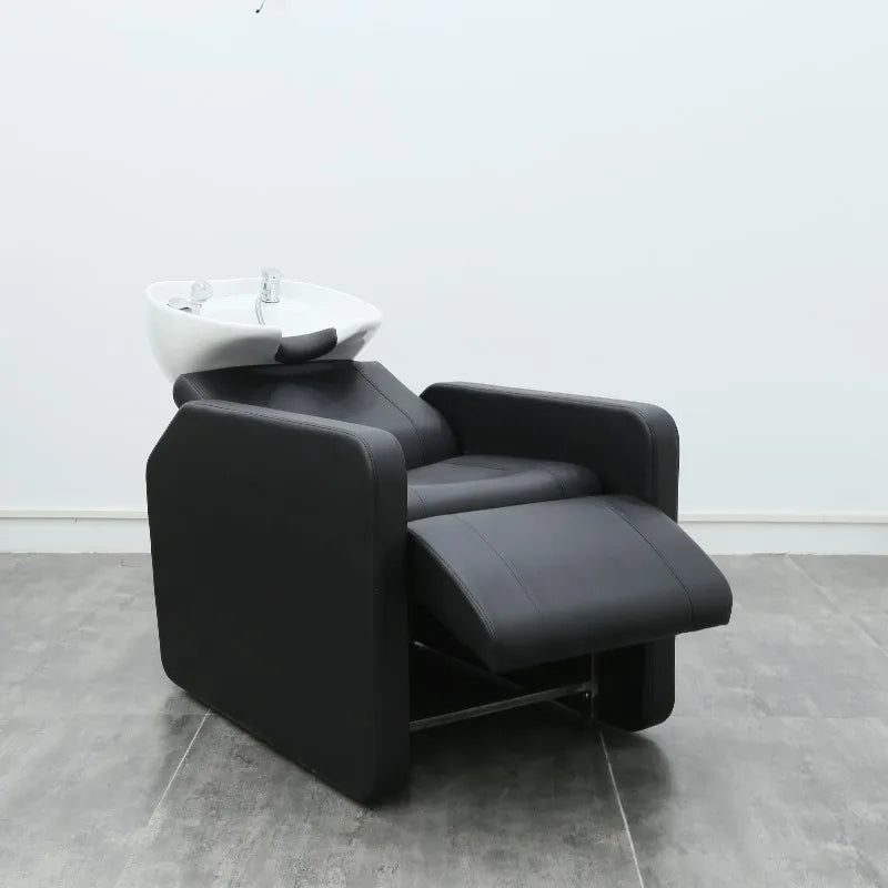 Luxury Electric Height Adjustable Shampoo Chair with Durable Ceramic Basin Modern Design