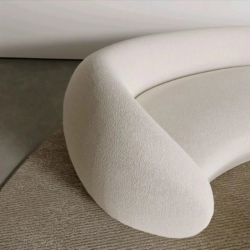 MODULAR Designer Curve Sofa Set Teddy Fabric Reclining Rectangle Couch for Hotel Lobby Living Room Furniture