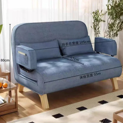 Dual-use, living room, small apartment, single, double, multi-person, solid wood legs, sofa, lazy, foldable, multi-functional
