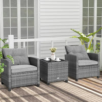 3Piece Outdoor Patio Furniture Set with Wicker Rattan Sofa and Cushions Tempered Glass Coffee Table Ideal for Poolside Backyard