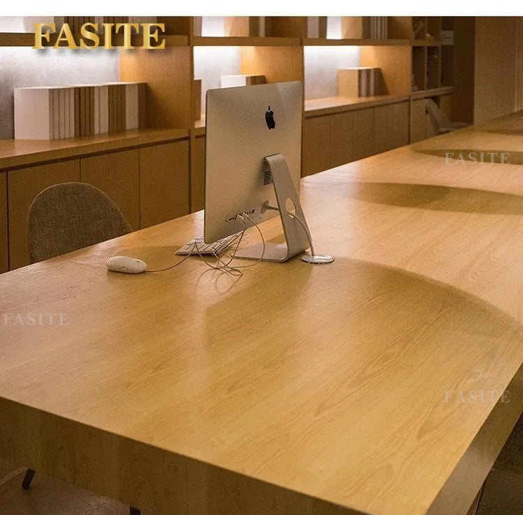 Solid wood long desk leisure chair combination simple modern large