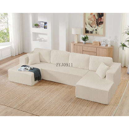 U-shaped modular sectional sofa, compressed sectional sofa, modern minimalist style corduroy sofa, living room sofa