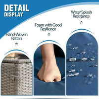 7 Pieces Patio Furniture Set Outdoor Sectional Wicker Rattan Furniture with Cushion and Glass Table Patio Conversation Sets