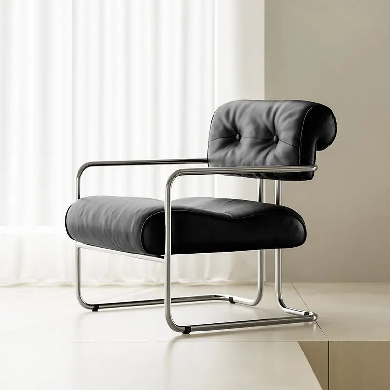 MOMO Antique Style Sofa Chair Living Room Designer Simple Single Chair Hotel Club Bauhaus Negotiation Stainless Steel Chair