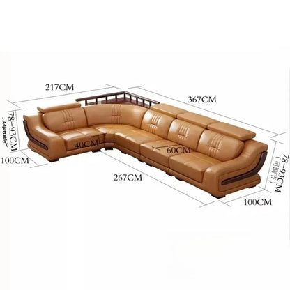 Linlamlim Premium Italian Genuine Leather Sofa Set Big Sectional Couch Living Room Sofas With Adjustable Headrest Home Furniture