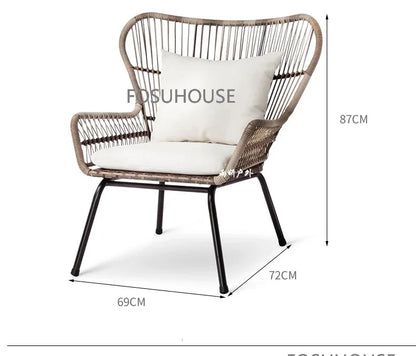 Terrace Rattan Chairs Tea Table Three Piece Set Modern Outdoor Furniture For Balcony Courtyard Garden Leisure outdoor Armchair
