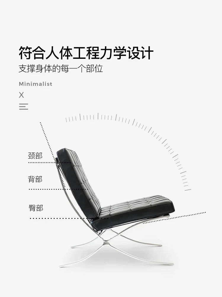 Barcelona chair Italian leather living room is very simple. Designer sofa chair balcony leisure simple fashion chair.