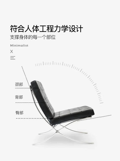 Barcelona chair Italian leather living room is very simple. Designer sofa chair balcony leisure simple fashion chair.