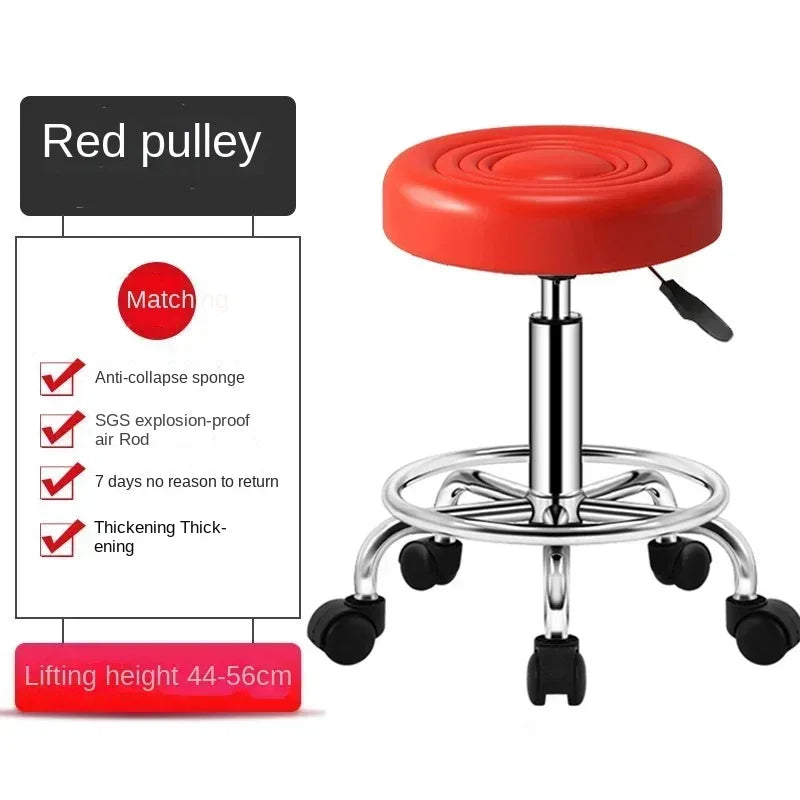PU Leather Modern Rolling Stool Low Back Height Adjustable Work Salon Drafting Swivel Task Chair with Footrest