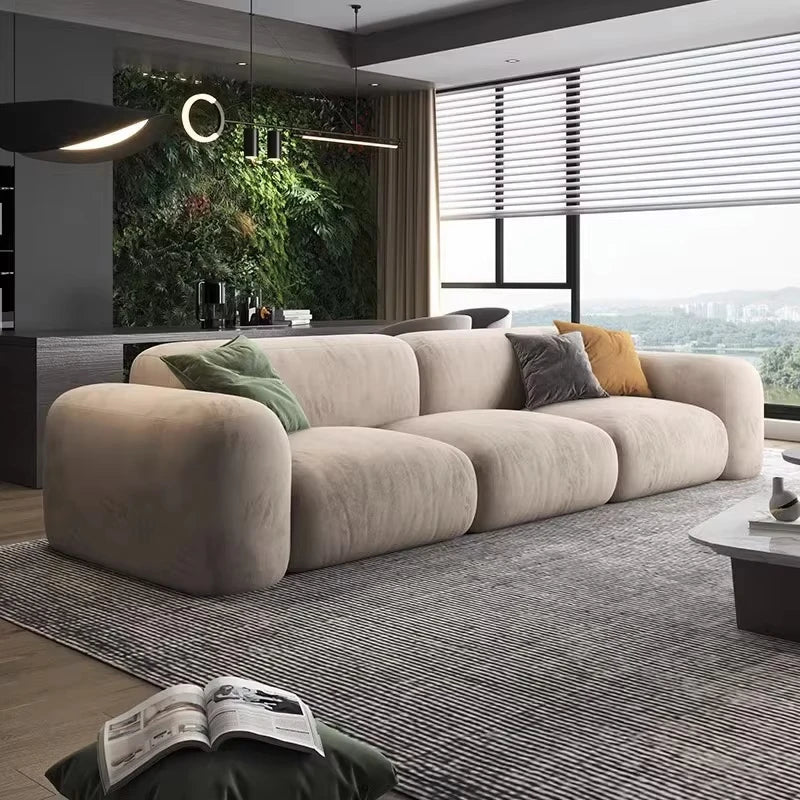 custom.Nordic Luxury 3-Seater Sectional Sofa Couch Set L-Shape Living Room Furniture Convertible Fabric Model Velvet Flo