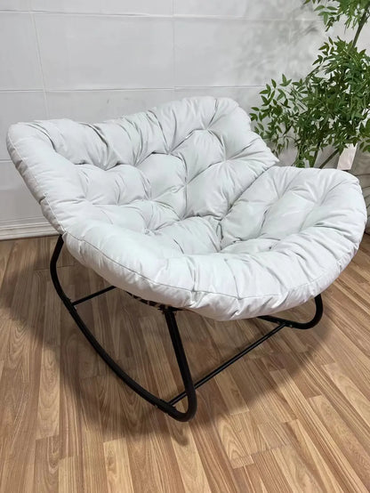 Metal Rocking Chair Adult Reclining Chair Balcon Home Single Leisure Chairs Living Room Red Sofa Chair Lazy Recliner