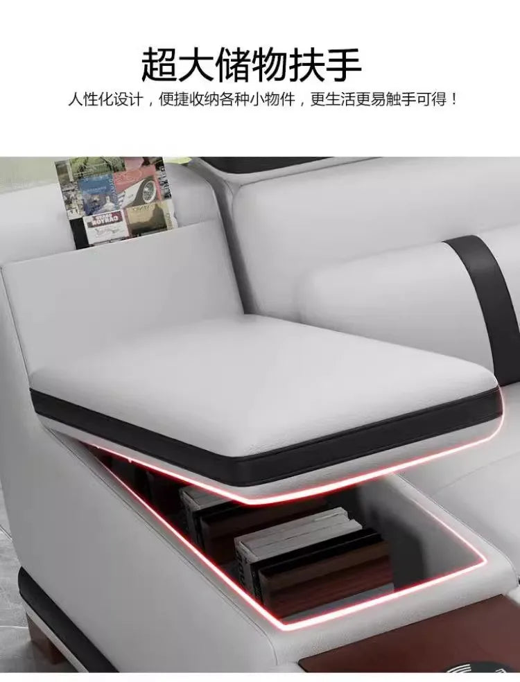 small apartment living room multi-functional massage light luxury Italian first layer cowhide 2024 new