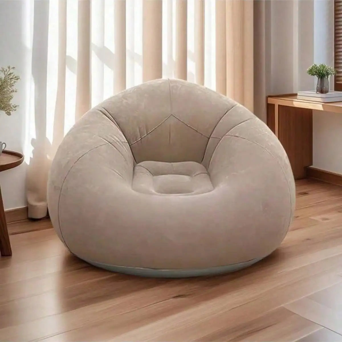 Large Slouchy Inflatable Sofa Chair: PVC Lounger for Indoor Living Room & Outdoor Camping
