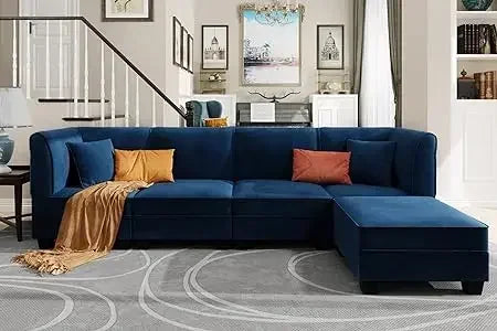 #For L-Shaped Modular Sectional Sofa, 3-Seater Comfy Cloud Couch with Ottoman/Chaise & 5 Pillows for Living Room Bedroom&