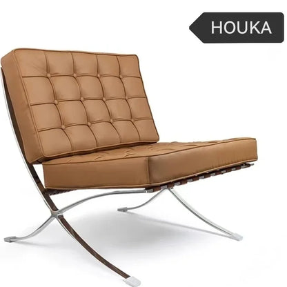 Comfortable Ergonomic Living Room Chair with Genuine Leather Backrest for Study, Cafe, and Gaming Use