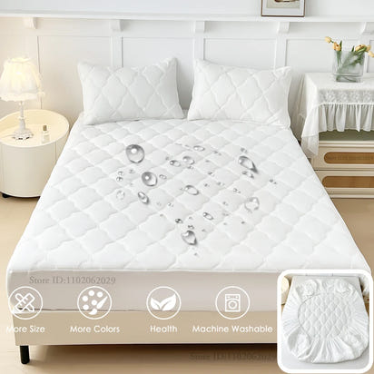 Fitted Bed Sheet Protector Breathable Waterproof Bedspreads Cover Anti-mite Anti-bacterial