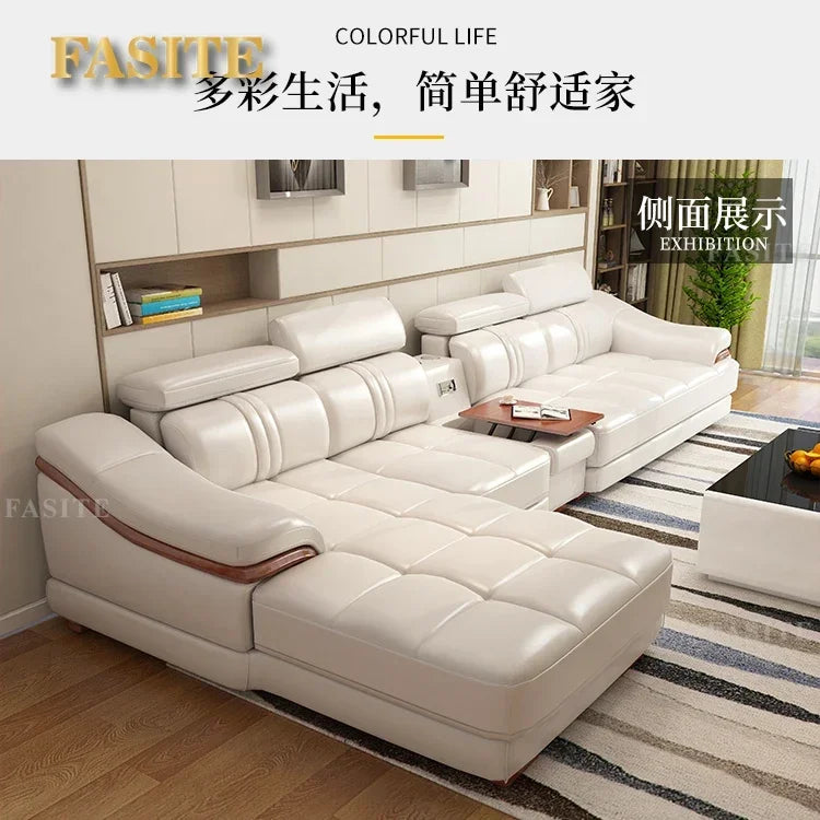Long - lasting Genuine leather sofa, cowhide top layer, large and small unit, living room corner combination
