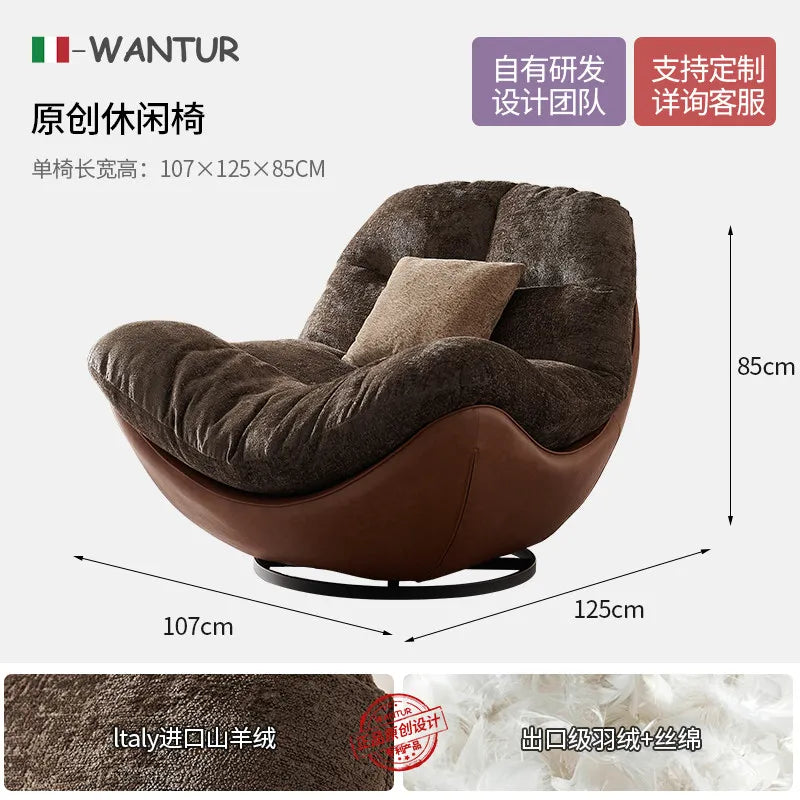 Italian minimalist lazy sofa chair modern simple living room bedroom home balcony swivel chair