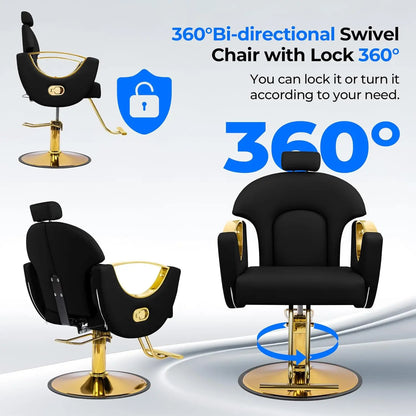 Reclining Barber Chair Styling Hair Chair for Home Barbershop Height Adjustable 360 Swivel Salon Chair for Hair, Customized