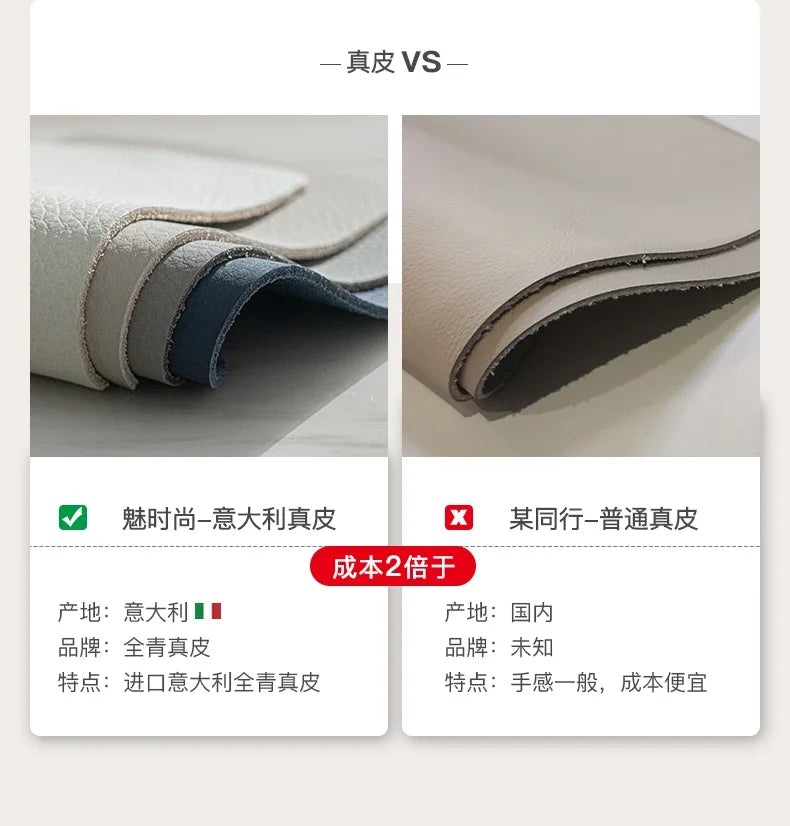 Two-color U-shaped villa leather sofa, modern light luxury semi-curved sofa