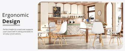 Furmax Modern Style Dining Chair Mid Century Modern DSW Chair, Shell Lounge Plastic Chair for Kitchen Chairs Set of 4(White)