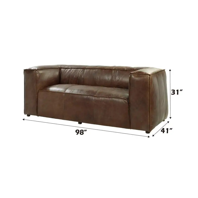 Retro Brown Leather & Aluminum Living Room Set