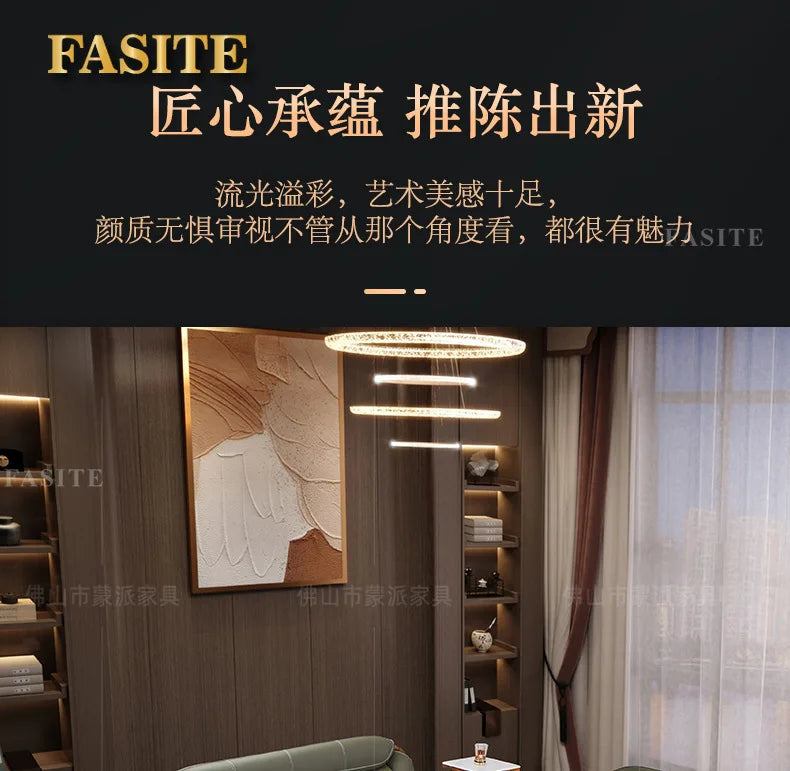 Ebony leather sofa first layer cowhide new Chinese high-end villa living room large apartment solid wood
