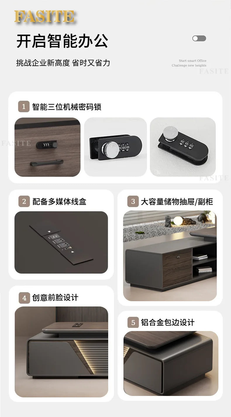 Modern boss desk light luxury high-end paint desktop large desk simple president table manager table and chair combination