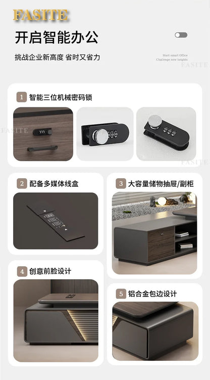 Modern boss desk light luxury high-end paint desktop large desk simple president table manager table and chair combination