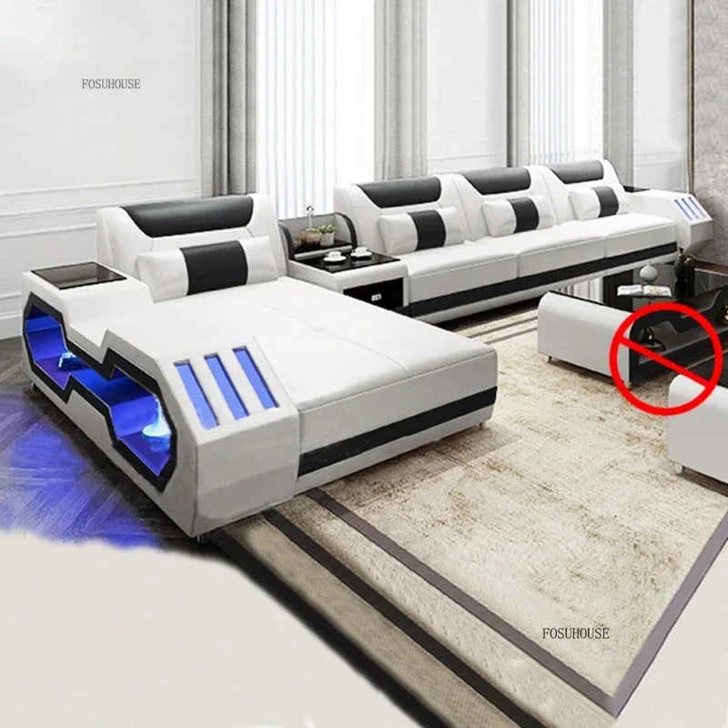 High-end Villa Sofas Design Modularity Sofa U-Shape Living Room Sofas Sets with Bluetooth Speaker for Living Room Furniture
