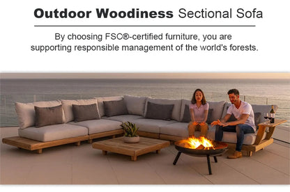 Modern solid wood furniture with cushions Sofa set Living room Garden courtyard Hotel combination L shape