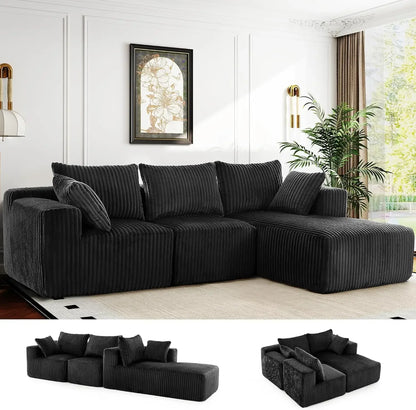 Modular Sectional Sofa for Living Room L Shaped Boneless Couch, Sofa Bed Memory Foam Couches with Chaise