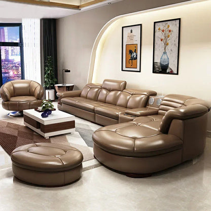 Premium Genuine leather sofa with cowhide top layer, modern and simple high-end living room corner combination