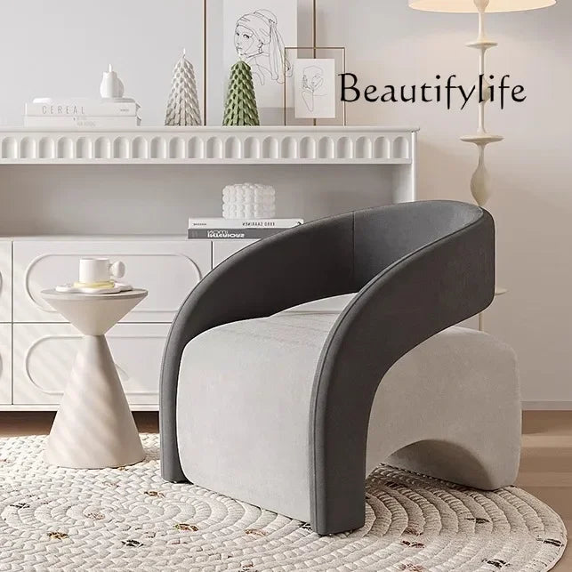 A Nordic Light Luxury Curved Balcony Chair Design Sense Living Room Lazy Single Sofa Leisure Chair