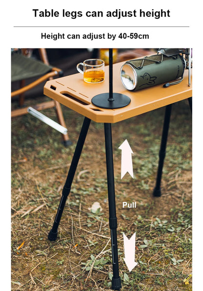 Folding Table for Camping Height Adjustable Outdoor Portable Lightweight with Carry Bag Two-Sides Hanging Cookware Hiking Picnic