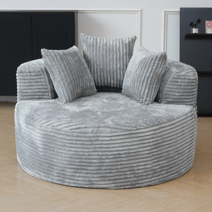 Sdorens Oversized Round Chair Lounge Chaise Cloud Boneless Large Circle Chair with Plush Fuax Fur Fluffy Modern Sleeper Sofa Bed