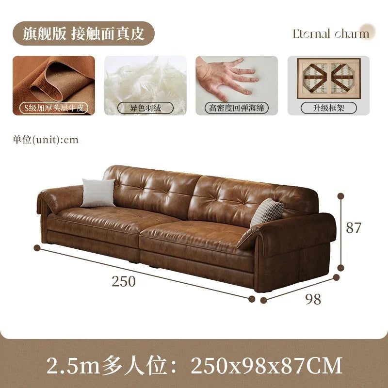 ZJCQ Minimalist Brown Sleep Sofa Faux Leather Designer Loveseat Lazy Sofa Couch Cloud Divano Da Soggiorno Living Room Furniture
